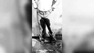 Older big beautiful woman locked in basement pees in her jeans