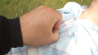 Lean on a tree willing for titslapping