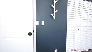 Tiny Jojo Austin lets her stepbro touch and grab her petite titties in advance of giving oral sex.The dude is licking his stepsis bald twat then screws her.