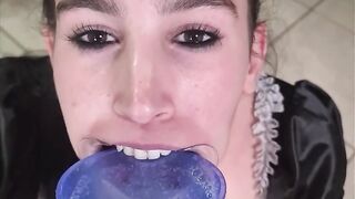 French maid tries to gulp her own void urine throughout lip retractor - laughable fail