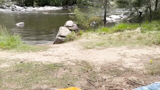 Public Exposed Quick Footjob and Underwater Sex