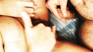 Jizz flow on bushy snatch