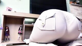 Obese Black Housewife Farting on Leggings Large Butt Cleaning Abode
