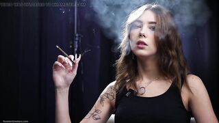 nineteen Years Old Brunette hair Is Smokin' 100mm Cork Cigarette
