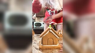73 Giantess in 8-inch Heels Decorates a Gingerbread Village