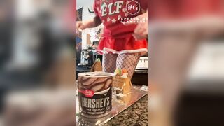 73 Giantess in 8-inch Heels Decorates a Gingerbread Village