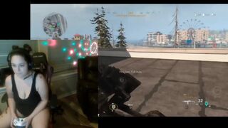 Squirting Gamer Wench plays Warzone with randoms and touches herself.