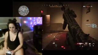 Squirting Gamer Wench plays Warzone with randoms and touches herself.