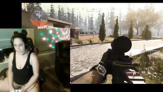 Squirting Gamer Wench plays Warzone with randoms and touches herself.