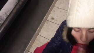 Married neighbour enticed in an elevator and screwed in the stairwell
