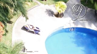 Spying my hawt mother I'd like to fuck neighbour by the pool, voyeur fetish