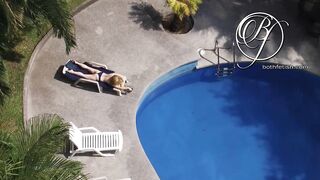 Spying my hawt mother I'd like to fuck neighbour by the pool, voyeur fetish