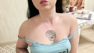 Playful brunette hair shows all her charms