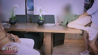 Office Hotwife Takes 2 Creampies Whilst Cuckold Spouse Watches