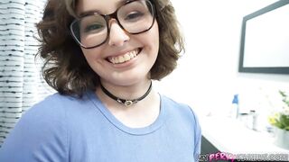 Sexy Nerdy Stepsis Talks Me Into Blowing My Load in Her - Leana Lovings -