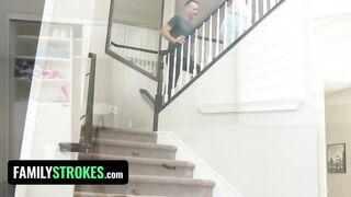 FamilyStrokes - Cute Petite Stepdaughter And Hawt Stepmom In Hot Underware Satisfy Stepdaddy's Large Weenie