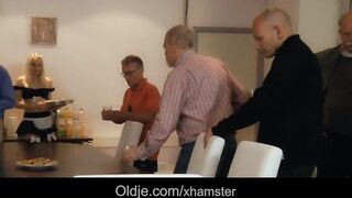 Seven old jocks gang fucks cute youthful blond in all holes