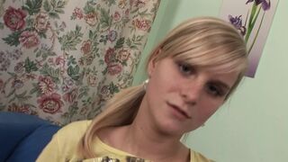Blond teen angel lets me cum on her incredible massive melons