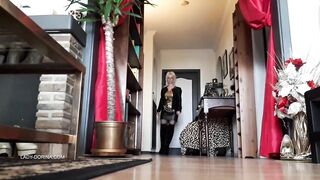 Leather miniskirt, haunch high boots...and foot worship!