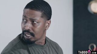 Ebony stepdad spanks teen stepdaughter booty for being a floozy