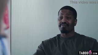 Ebony stepdad spanks teen stepdaughter booty for being a floozy