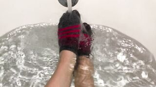 Soaked Sock Fetish in Muscular Ankle Socks
