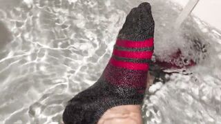 Soaked Sock Fetish in Muscular Ankle Socks
