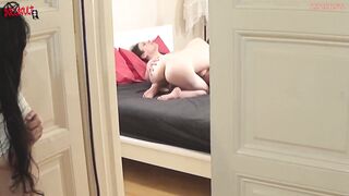  My boyfriend and his stepsister having sex thinking I'm not home