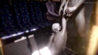 Hot Gyaru Beauty in a Trio in the Bus