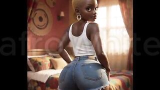 (AI Generated) - Hot Afro ebony animated Black Large Booty Large Breasts Village Maiden Tempted Drilled Raw By Gracious Large Weenie Prince