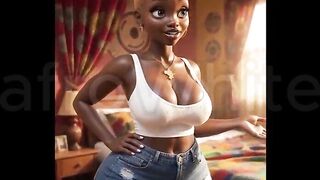 (AI Generated) - Hot Afro ebony animated Black Large Booty Large Breasts Village Maiden Tempted Drilled Raw By Gracious Large Weenie Prince