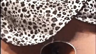 Lewd whore enjoys booty to throat
