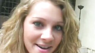 Gorgeous golden-haired solo beauty Mysti May plays with a sex toy and shows her ideal feet