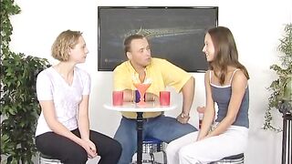 2 fascinating teens are satisfying chap's shlong at the casting