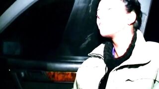 Brunette hair Fingers Herself Unfathomable in Darksome Car
