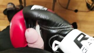 Wearing my pyjamas and jerking off hard my shlong with a boxing glove (4k fetish)