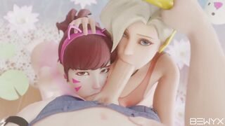 Dva and Lenience Trio Epic Oral-sex Overwatch Porn
