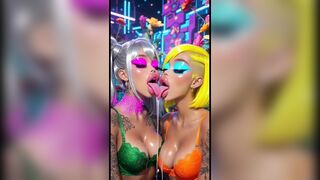 A matter of joke Lesbos Tongue and Kiss Fetish, Ai Animation