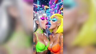 A matter of joke Lesbos Tongue and Kiss Fetish, Ai Animation