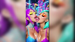 A matter of joke Lesbos Tongue and Kiss Fetish, Ai Animation