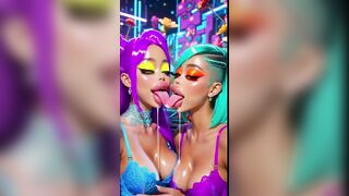 A matter of joke Lesbos Tongue and Kiss Fetish, Ai Animation