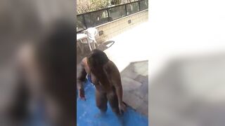 Married redhead showing off in the condo pool to a neighbour.
