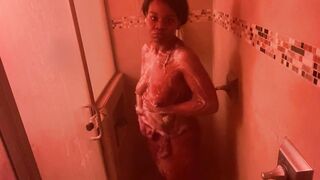 Shower time, What part of my body would u like to wash? BUTT, BACK, VAGINA, BREASTS, FEET tell me.
