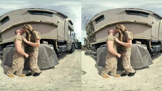 This recruit's hiding a large secret beneath her army uniform: her penis