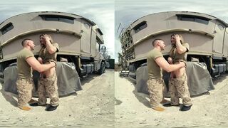 This recruit's hiding a large secret beneath her army uniform: her penis