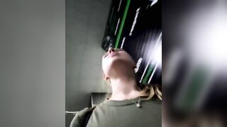 Fingering snatch in public cumming so sexy