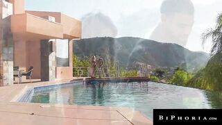 Double Large Cock Delight: Arya Fae Leads Steamy Bisex Male+Male+Female Romp