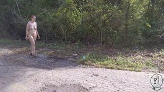 Getting undressed on the side of the road