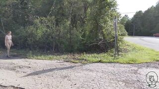 Getting undressed on the side of the road