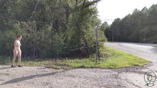 Getting undressed on the side of the road
